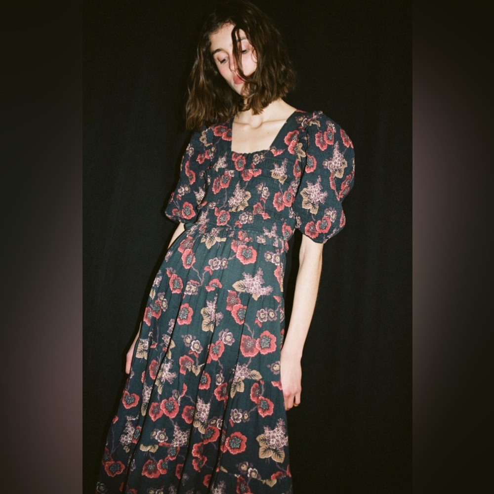 Sea Lucinda tiered smocked floral-print cotton midi dress size XS